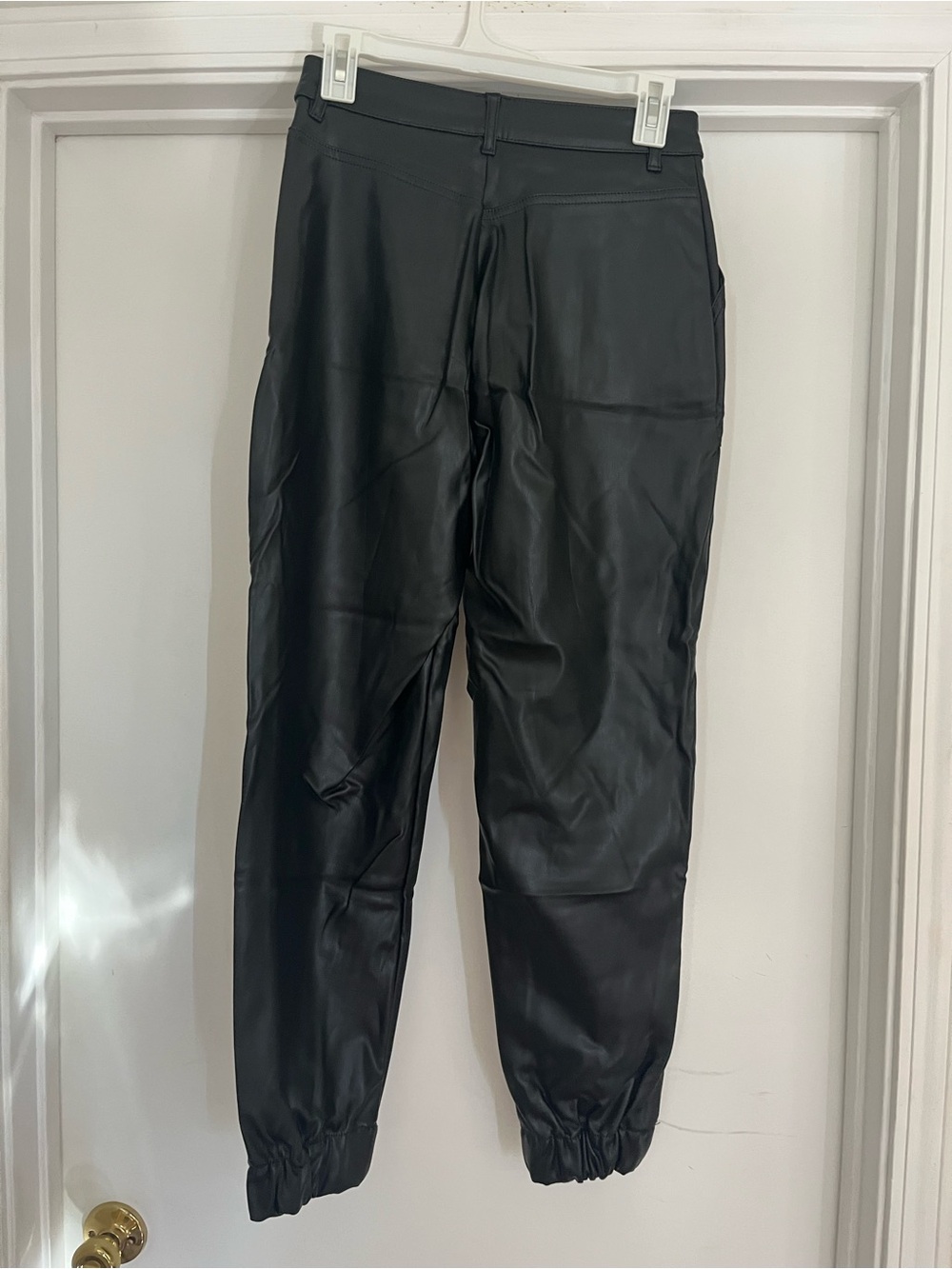 H&M Black Faux Leather Joggers for Men